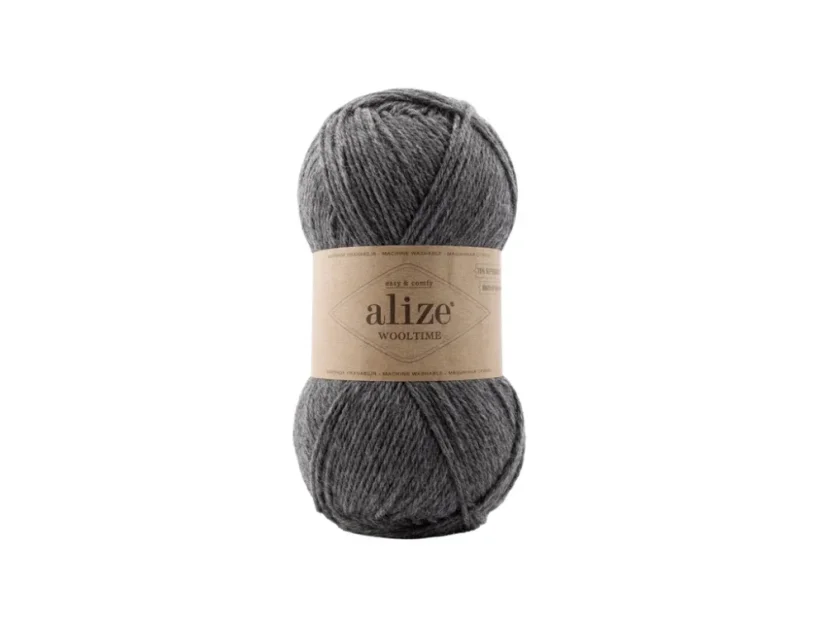 Dárkový kreativní balíček "Claire shawl" - příze: Alize Wooltime tmavě šedá