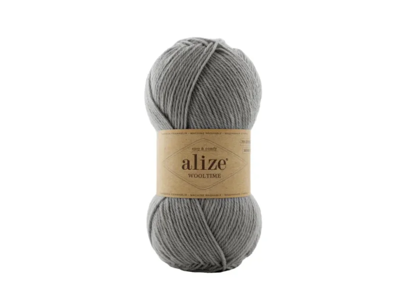 Dárkový kreativní balíček "Claire shawl" - příze: Alize Wooltime světle šedá