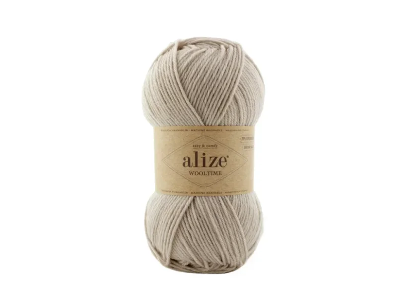 Dárkový kreativní balíček "Claire shawl" - příze: Alize Wooltime béžová