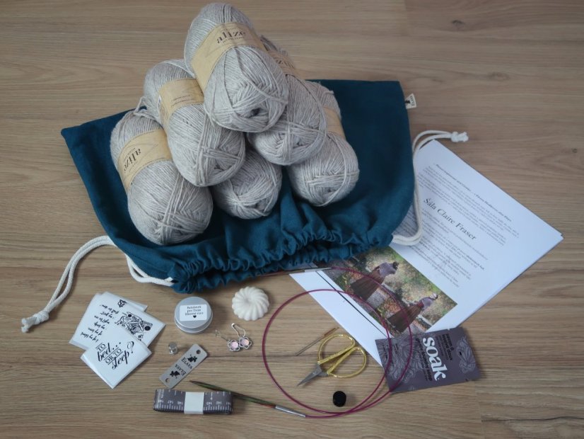 Dárkový kreativní balíček "Claire shawl" - příze: Alize Wooltime béžová
